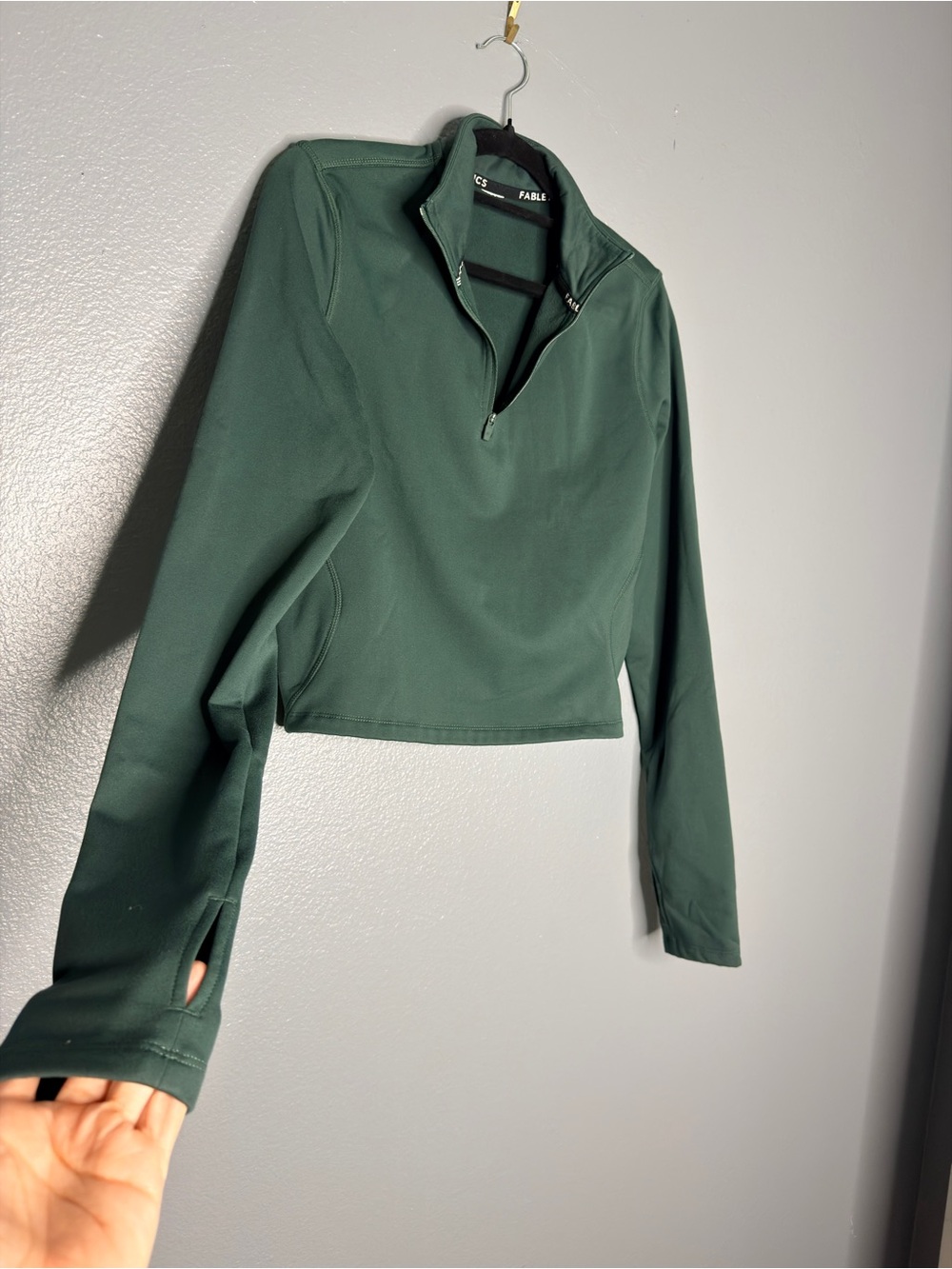 Fabletics Forest Green Quarter-Zip Long Sleeve Top Small Athletic